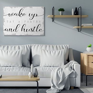 Stupell Home Decor Wake Up Pray and Hustle Canvas Wall Art