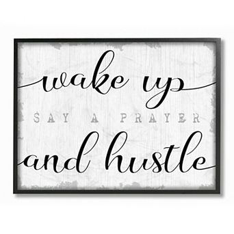 Stupell Home Decor Wake Up Pray and Hustle Framed Wall Art