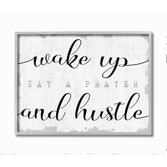 Stupell Home Decor Wake Up Pray and Hustle Framed Wall Art