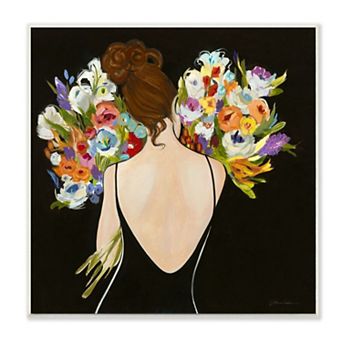 Stupell Home Decor Woman with Flower Bouquets Plaque Wall Art