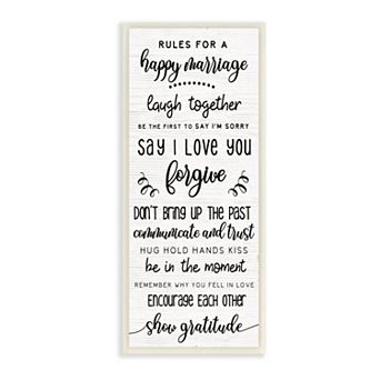 Stupell Home Decor Rules For A Happy Marriage Plaque Wall Art