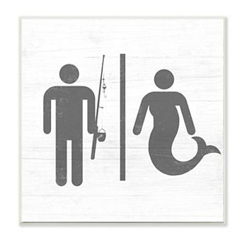 Stupell Home Decor Fisherman or Mermaid Bathroom Sign Plaque Wall Art