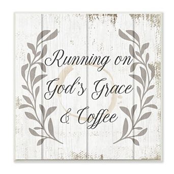 Stupell Home Decor Running On God's Grace and Coffee Plaque Wall Art