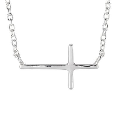 Love This Life Sterling Silver Sideways Cross Necklace