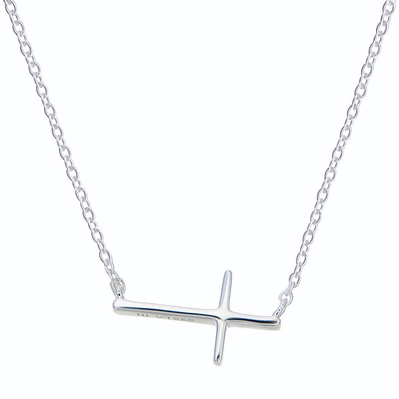 Love This Life Sterling Silver Sideways Cross Necklace, Womens, Size: 16