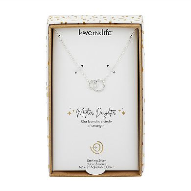 Love This Life Sterling Silver Cubic Zirconia Double Circle Necklace