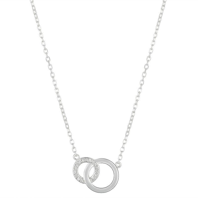 Love This Life Sterling Silver Cubic Zirconia Double Circle Necklace, Wome