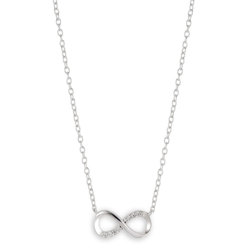 Love This Life Sterling Silver Cubic Zirconia Infinity Necklace, Womens, 