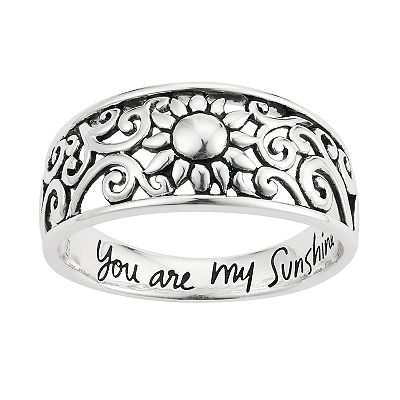 Love This Life Sterling Silver You Are My Sunshine Flower Ring