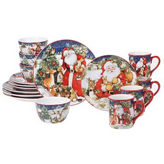 Certified International Magic of Christmas Santa 16 pc Dinnerware Set