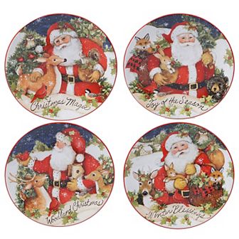 Certified International Magic of Christmas Santa 4 pc Dessert Plate Set