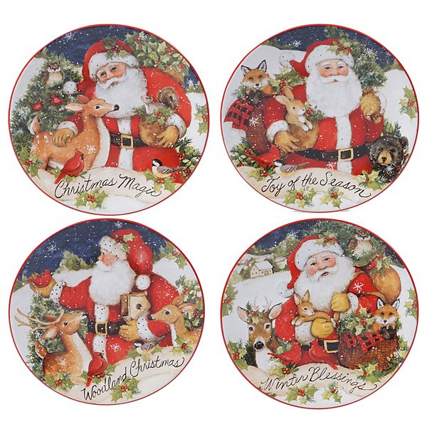 Certified International Magic of Christmas Santa 4pc. Dessert Plate Set