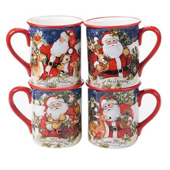 Certified International Magic of Christmas Santa 4 pc Mug Set