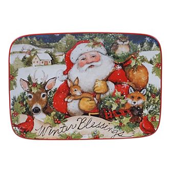 Certified International Magic of Christmas Santa Long Platter