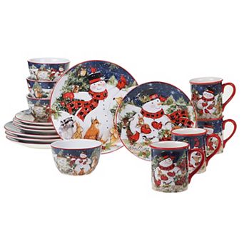 Certified International Magic of Christmas Snowman 16 pc Dinnerware Set