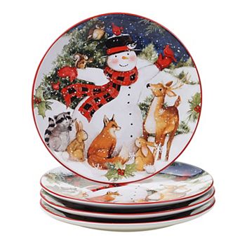 Certified International Magic of Christmas Snowman 4 pc Dinner Plate Set