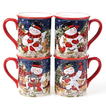 Certified International Magic of Christmas Snowman 4 pc Mug Set