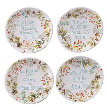 Certified International Christmas Story 4 pc Canape Plate Set