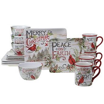 Certified International Evergreen Christmas 16 pc Dinnerware Set