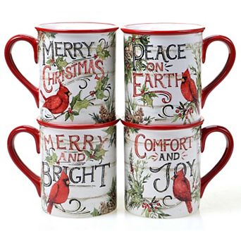 Certified International Evergreen Christmas 4 pc Mug Set