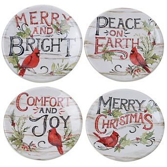 Certified International Evergreen Christmas 4 pc Canape Plate Set