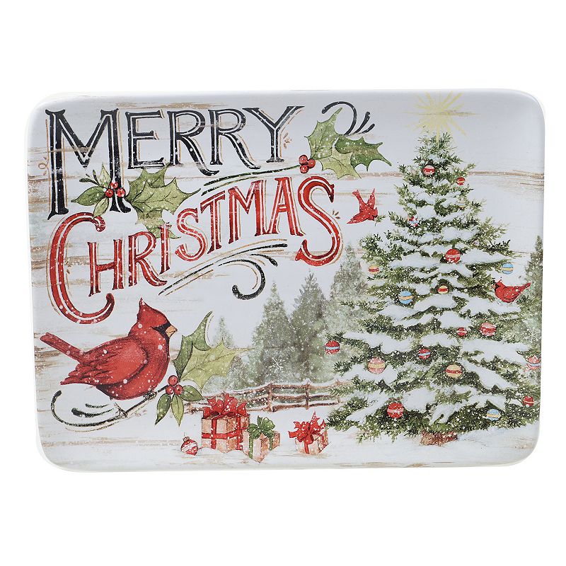 16" x 12" Earthenware Evergreen Christmas Rectangular Platter - Certified International