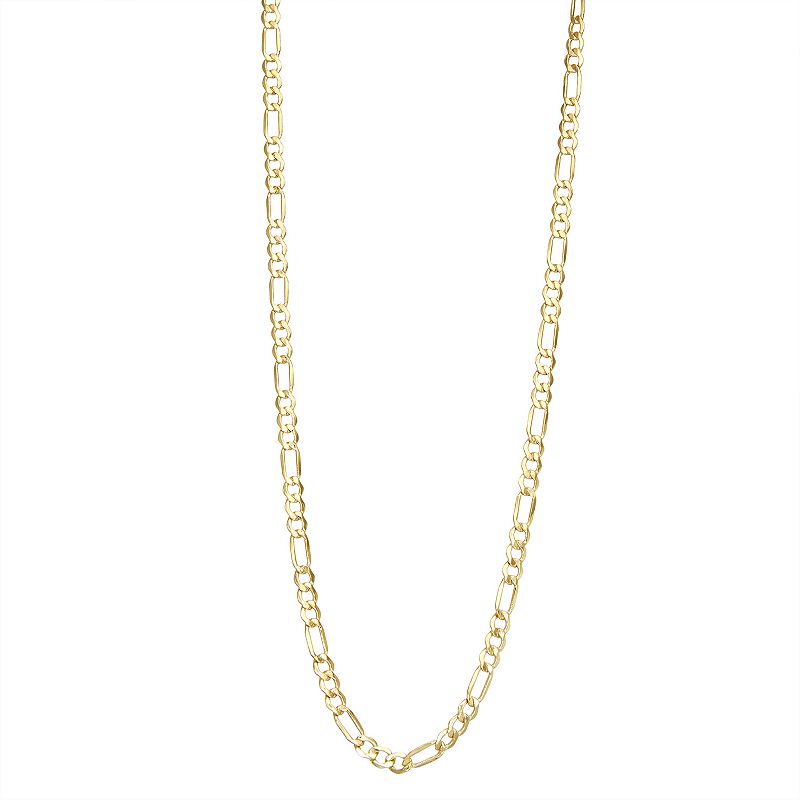 10k Gold 4.65 mm Figaro Chain Necklace, Mens, Size: 24, Yellow