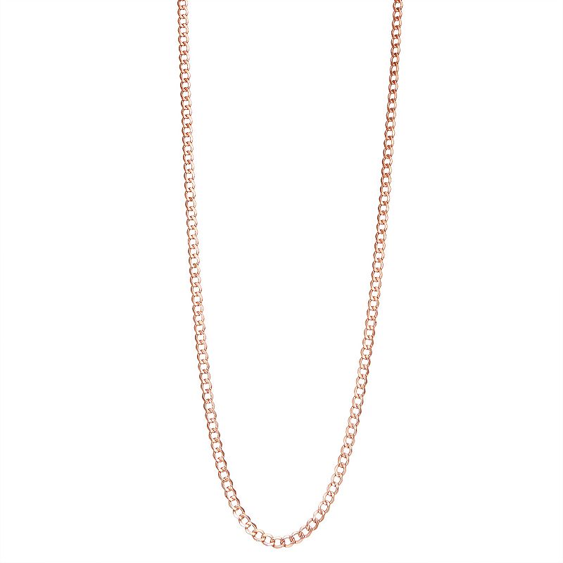 10k Gold 3.5 mm Curb Chain Necklace, Womens, Size: 20, Pink