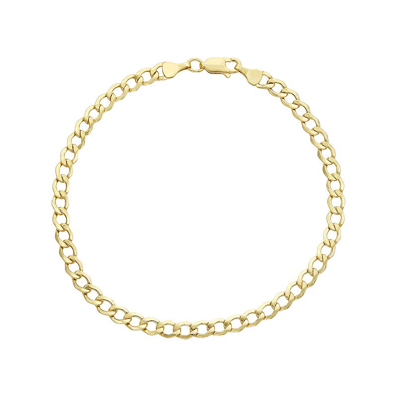 Mens 10k Gold 4.44 mm Curb Chain Bracelet, Size: 8.5, Yellow