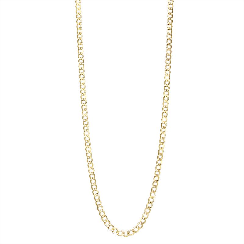 17901186 Mens 10k Gold 4.4 mm Curb Chain Necklace, Size: 20 sku 17901186