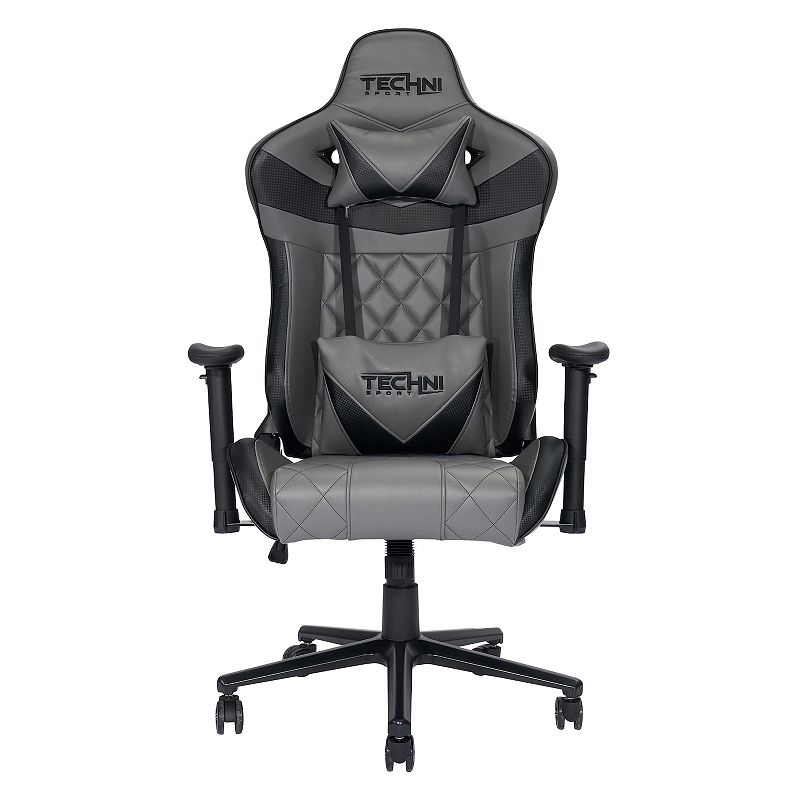 Techni Sport XL Ergonomic Gaming Chair with Memory Foam Seat and Back  Grey