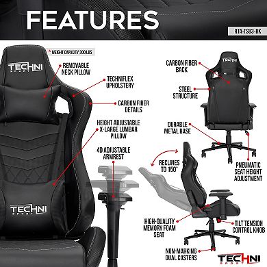 Techni Sport TS-83 Ergonomic Racer Style Gaming Desk Chair