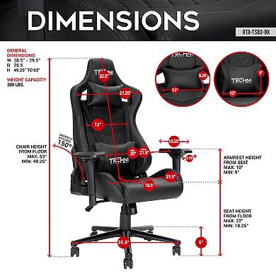 Techni Sport TS-83 Ergonomic Racer Style Gaming Desk Chair