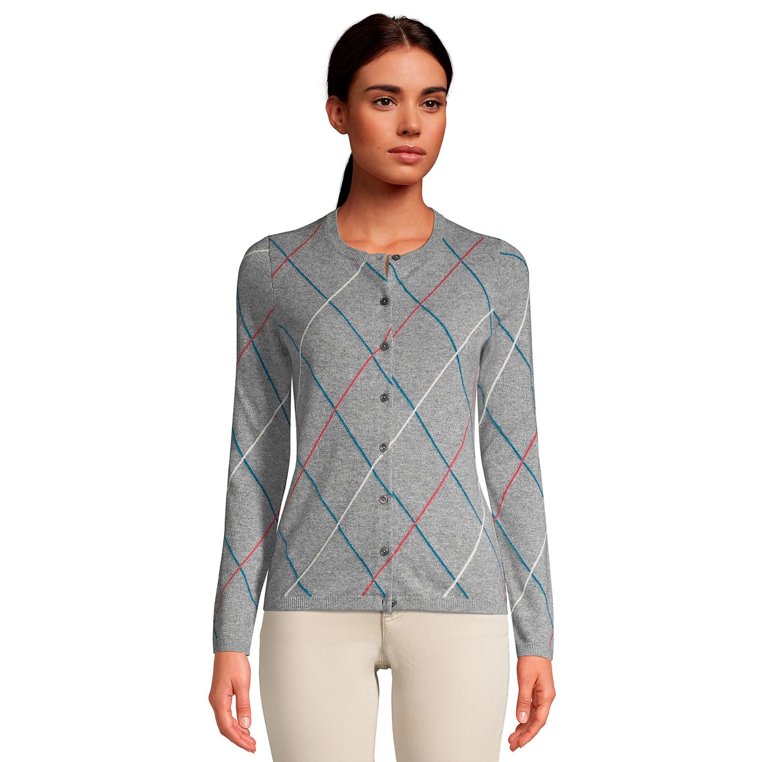 Image for Lands' End Petite Print Cashmere Cardigan Sweater at Kohl's.