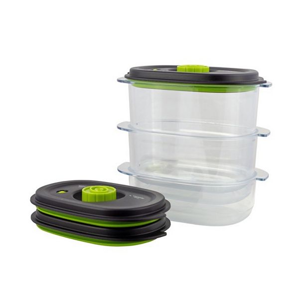 BBAUER Food Saver Vacuum Containers, Spill-Proof Vacuum Sealed Container,  3-Piece Set of Airtight Storage Organizer, Leakproof Airtight Storage