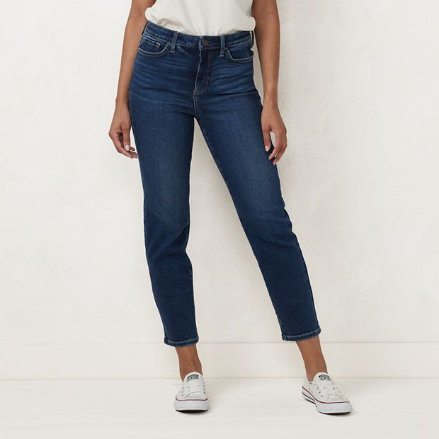 LC Lauren Conrad Straight Jeans Womens 4S Blue Denim Logo Low Rise Cotton  Blend