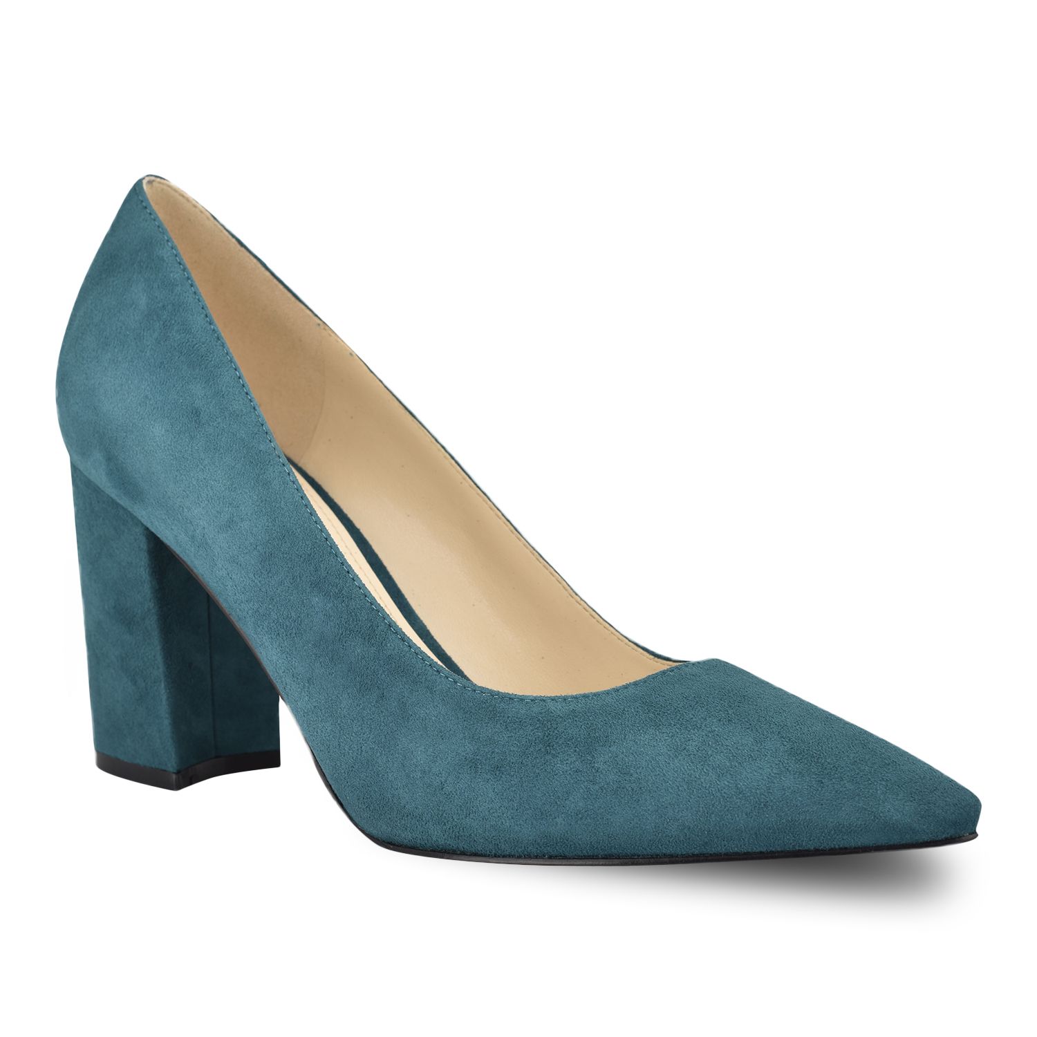 nine west chunky heel pump