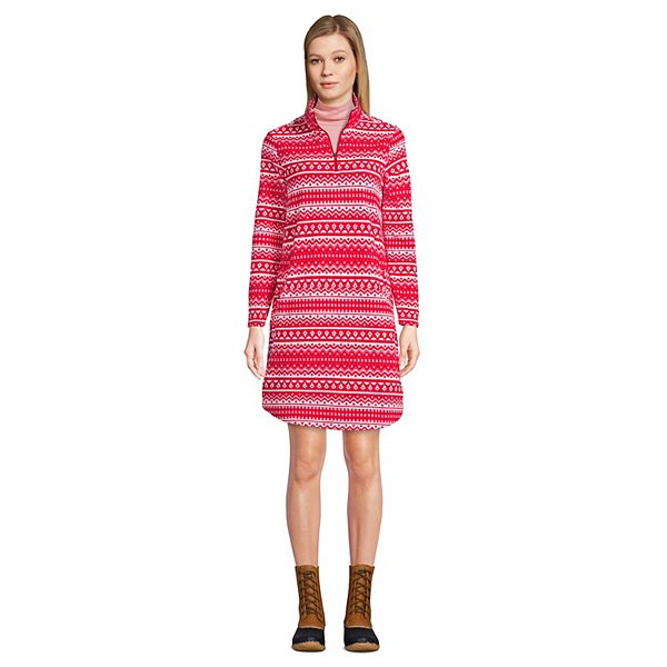 Women's Lands' End 1/4Zip Fleece Shift Dress