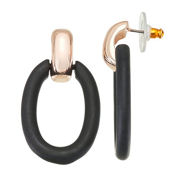 Simply Vera Vera Wang Rose Gold Tone Black Door Knocker Earrings