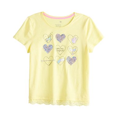 Girls 4-20 SO® Lace Trim Graphic Tee