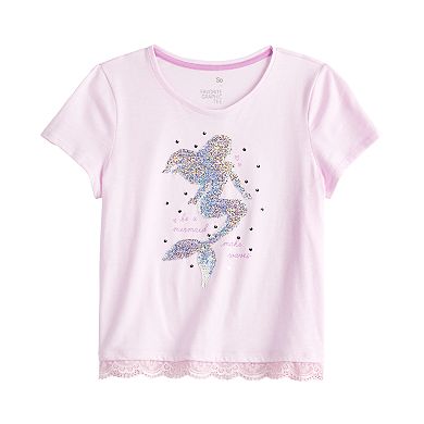Girls 4-20 SO® Lace Trim Graphic Tee