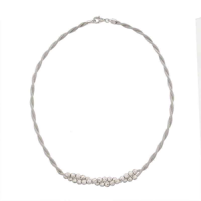 Sterling Silver Double Twisted Mesh Necklace, Womens, Size: 18, White
