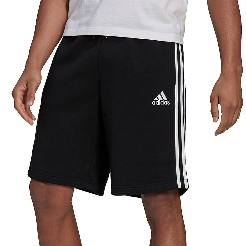 Big & Tall adidas 3-Stripe Fleece Shorts, Mens, Size: Large Tall, Black