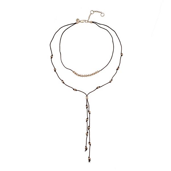 Bella Uno Metal Beaded Cord Two-Layer Y-Necklace