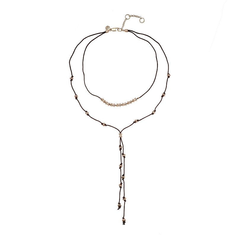 Bella Uno Metal Beaded Cord Two-Layer Y-Necklace, Womens, Size: 18, Mul