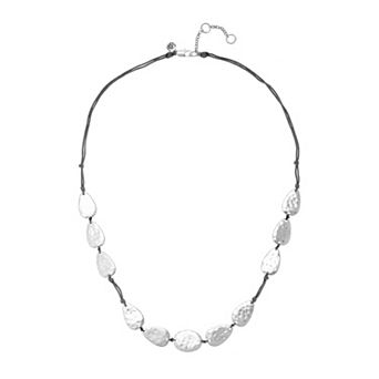 Bella Uno Silver Tone Metal Teardrop Discs Necklace