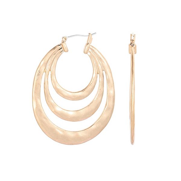 14K White Metal Fashion Grooved Hoop Earrings 14K White Metal Fashion Grooved Hoop Earrings