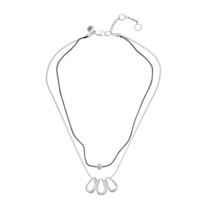 Bella Uno Two-Layer Metallic Teardrop Pendants Necklace, Womens, Size: 18