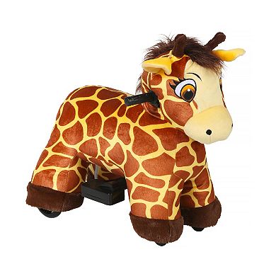 Dynacraft Zoo Crew 6 Volt Plush Giraffe with Jungle Den Ride On Toy