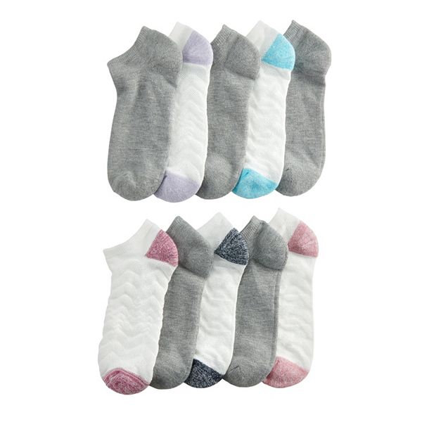 Women's GOLDTOE® Gray & Colorblock Cushioned Heel & Toe NoShow Socks